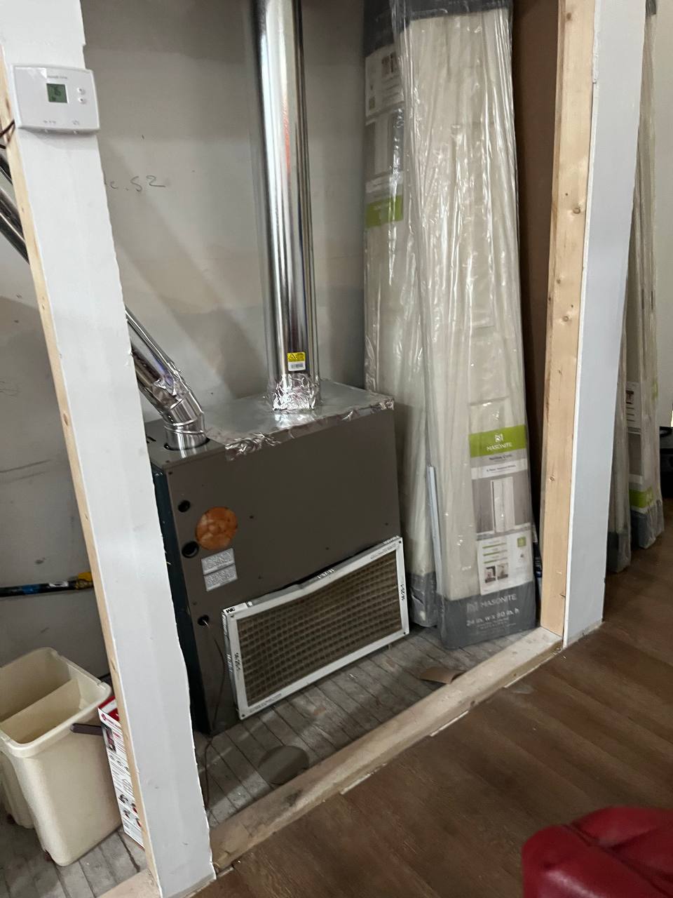 Full view of improperly installed furnace system